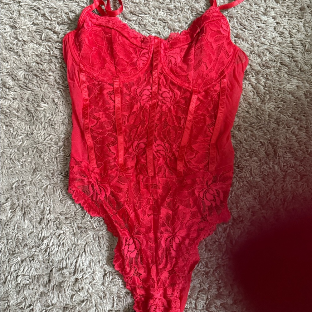 SHEIN Red Lace Bodysuit